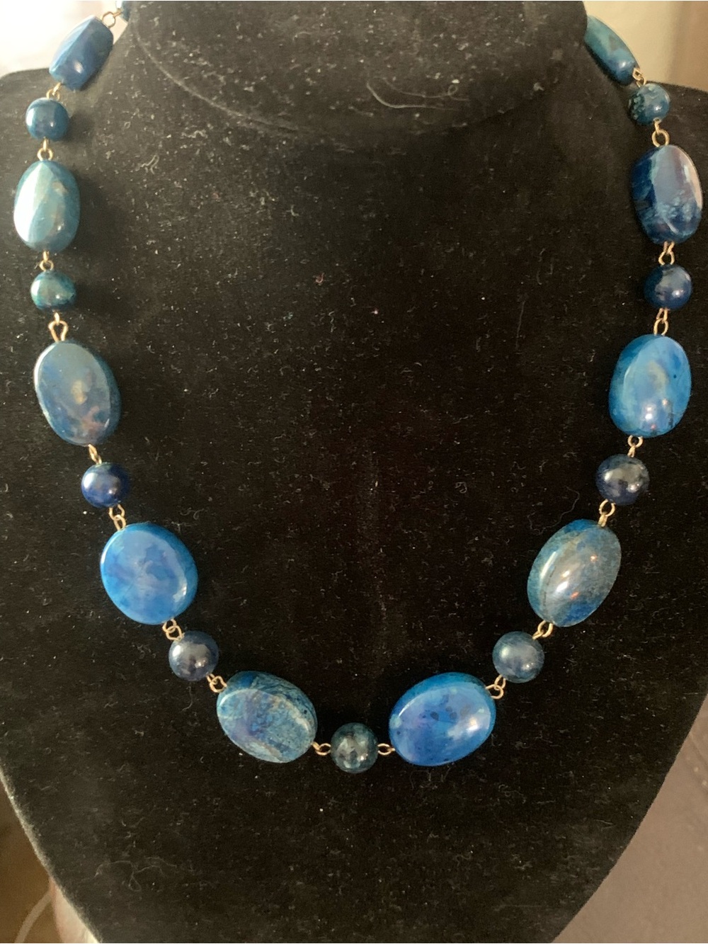 14kt Gold clap Blue Lapis Statement Necklace!